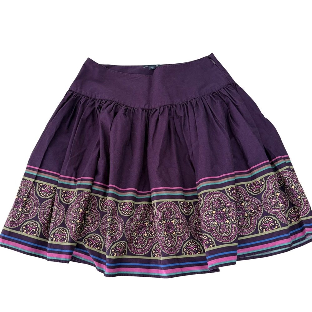 Gap Women's Skirt Purple Boho Feminine Full Floral Beachy Art to Wear Size 4
